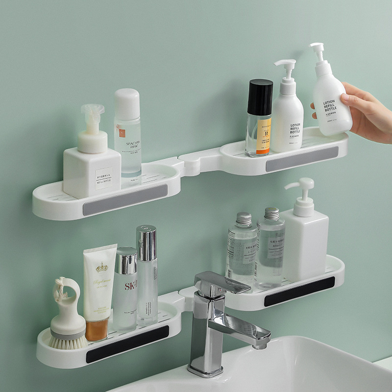 Punch-free Bathroom Revolving Rack Wall-mounted Toilet Washstand Kitchen Wall Storage Rack