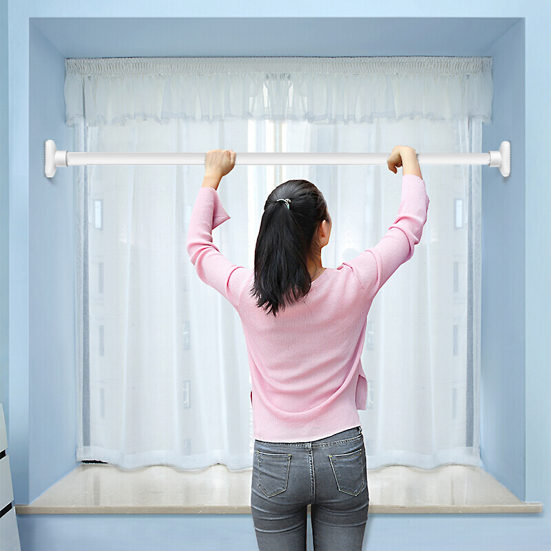 1 Pack Multifunctional Spring Tension Telescopic Rod Adjustable Curtain Rod Bathroom Home Hanger Rod Wardrobe Storage Rack