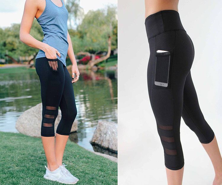 SHECAI High Waist Sport Shorts for Women Out Pocket Gym Shorts Lady Capri 3/4 Yoga Shorts Fitness Leggings Woman Shorts