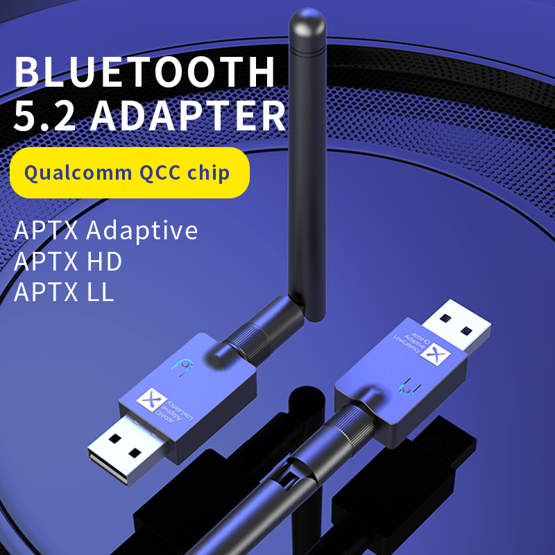 Qualcomm QCC3056 CSR Bluetooth 5.2 Audio  Transmitter 16Bit aptX LL HD Adaptive 40ms Low Latency Microphone Wireless Adapter