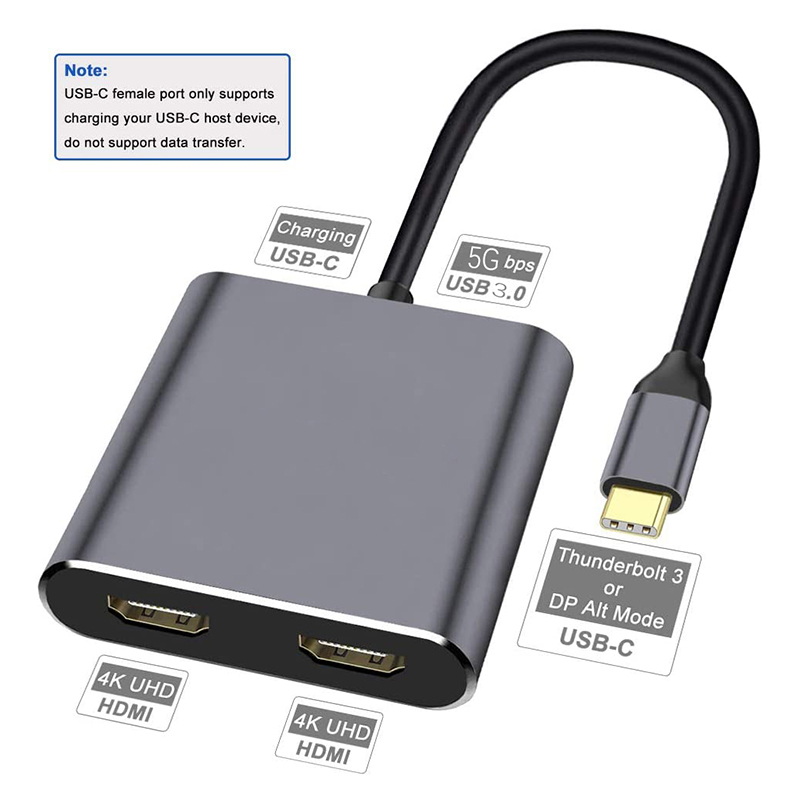 USB Type C Hub To Dual 4K HD HDMI-compatible Charge Port USB-C Docking Station Adapter Support Dual-Screen Display For MacBook