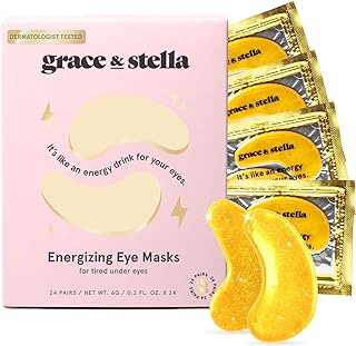 grace & stella Under Eye Mask - Christmas Gifts for Women, Christmas Gifts for Mom - Reduce Dark Circles, Puffy Eyes, Undereye Bags, Wrinkles - Gel Under Eye Patches - Vegan (24 Pairs, Gold)