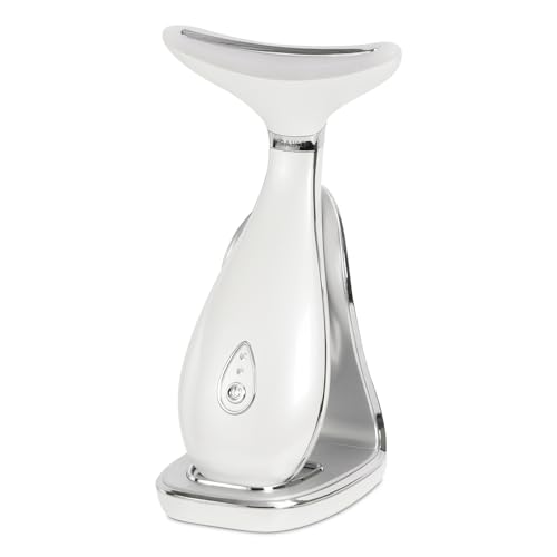 Lily Neck Face Massager, Skin Rejuvenation Beauty Massager, 3-in-1 at-Home Facial Spa Tool, Lifting, Toning and Tightening for a Radiant Appearance (Pearl White)