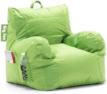 Big Joe Dorm Bean Bag Chair with Drink Holder and Pocket, Spicy Lime Smartmax, Durable Polyester Nylon Blend, 3 feet